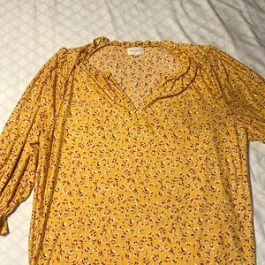 Melloday 3/4 yellow blouse. Size 1x